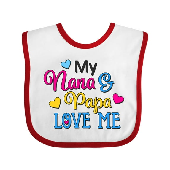 Inktastic My Nana and Papa Love Me with Hearts Boys or Girls Baby Bib