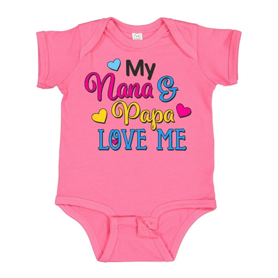 Inktastic My Nana and Papa Love Me with Hearts Boys or Girls Baby Bodysuit