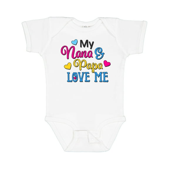 Inktastic My Nana and Papa Love Me with Hearts Boys or Girls Baby Bodysuit