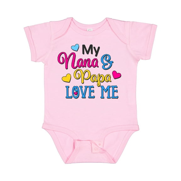Inktastic My Nana and Papa Love Me with Hearts Boys or Girls Baby Bodysuit