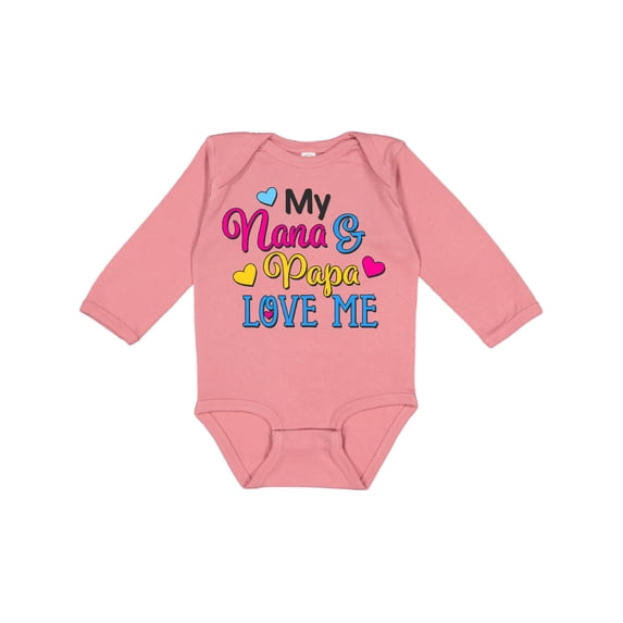 Inktastic My Nana and Papa Love Me with Hearts Boys or Girls Long Sleeve Baby Bodysuit