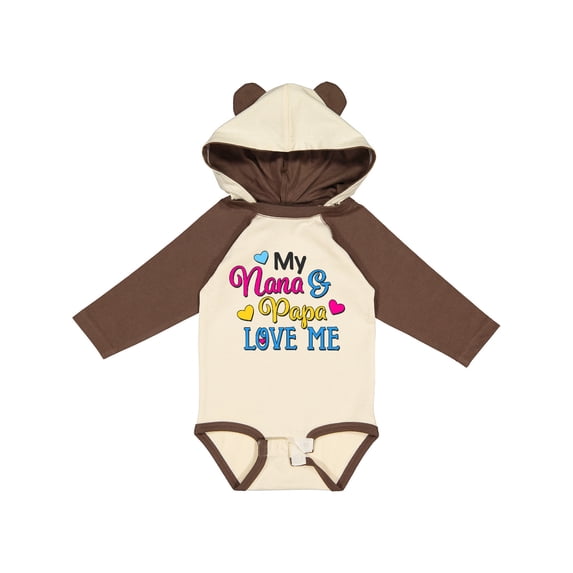 Inktastic My Nana and Papa Love Me with Hearts Boys or Girls Long Sleeve Baby Bodysuit