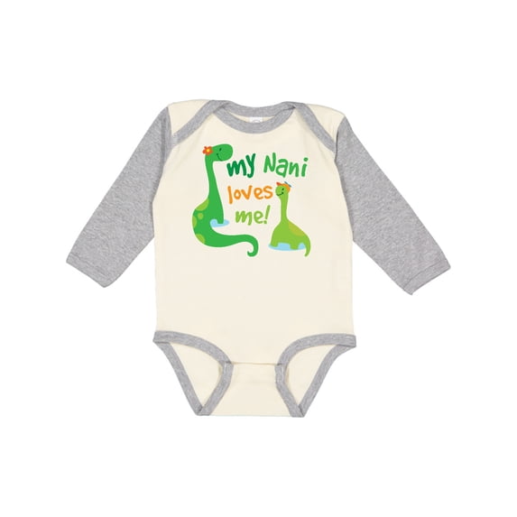 Inktastic My Nani Loves Me Grandson Dinosaur Boys Long Sleeve Baby Bodysuit