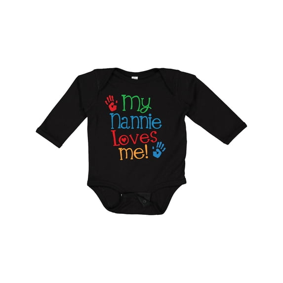 Inktastic My Nannie Loves Me Boys or Girls Long Sleeve Baby Bodysuit