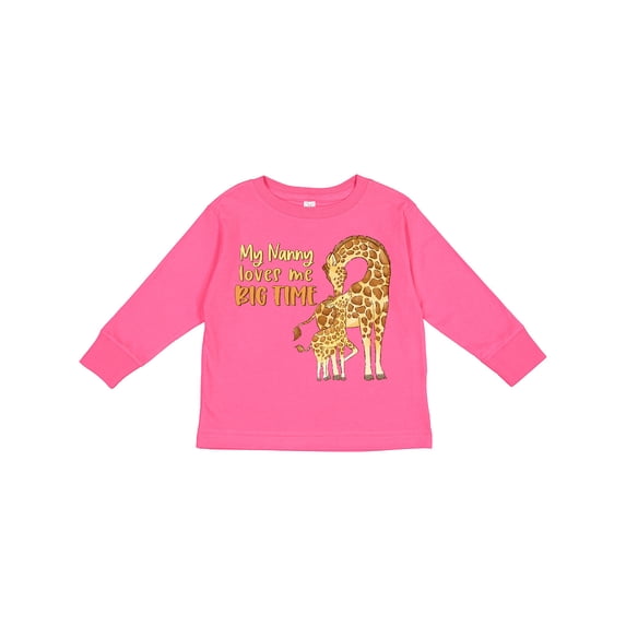 Inktastic My Nanny Loves Me Big Time Giraffe Boys or Girls Long Sleeve Toddler T-Shirt