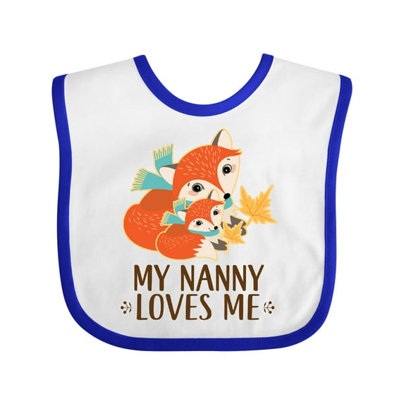 Inktastic My Nanny Loves Me Cute Fox Boys or Girls Baby Bib