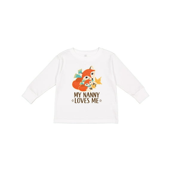 Inktastic My Nanny Loves Me Cute Fox Boys or Girls Long Sleeve Toddler T-Shirt