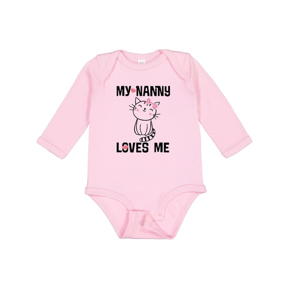 Inktastic My Nanny Loves Me Girl Grandchild Girls Long Sleeve Baby Bodysuit
