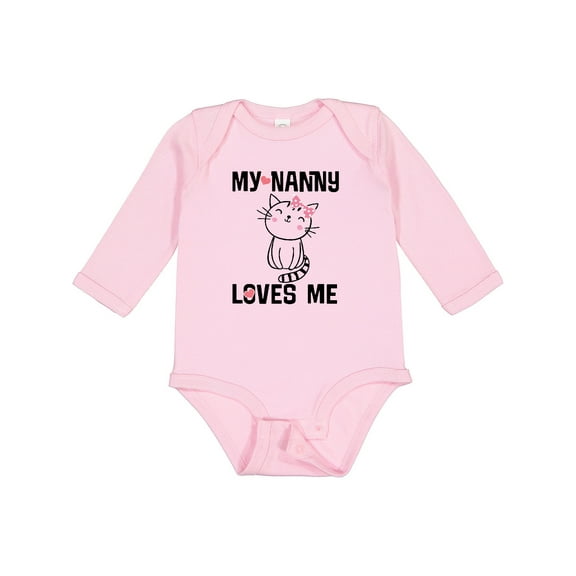 Inktastic My Nanny Loves Me Girl Grandchild Girls Long Sleeve Baby Bodysuit