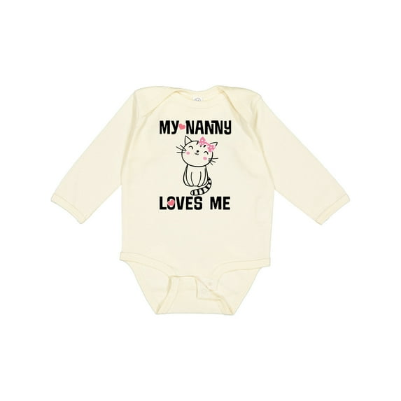 Inktastic My Nanny Loves Me Girl Grandchild Girls Long Sleeve Baby Bodysuit