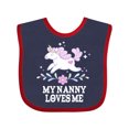 thumbnail image 1 of Inktastic My Nanny Loves Me Girl Unicorn Girls Baby Bib, 1 of 4