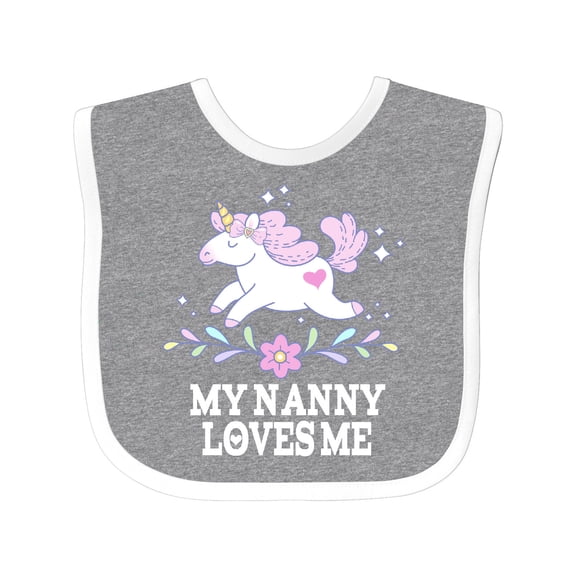 Inktastic My Nanny Loves Me Girl Unicorn Girls Baby Bib