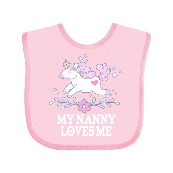 Inktastic My Nanny Loves Me Girl Unicorn Girls Baby Bib