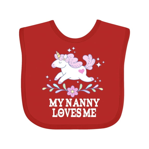 Inktastic My Nanny Loves Me Girl Unicorn Girls Baby Bib