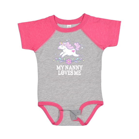 Inktastic My Nanny Loves Me Girl Unicorn Girls Baby Bodysuit