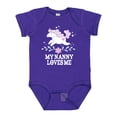 thumbnail image 1 of Inktastic My Nanny Loves Me Girl Unicorn Girls Baby Bodysuit, 1 of 5