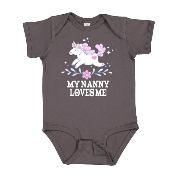 Inktastic My Nanny Loves Me Girl Unicorn Girls Baby Bodysuit