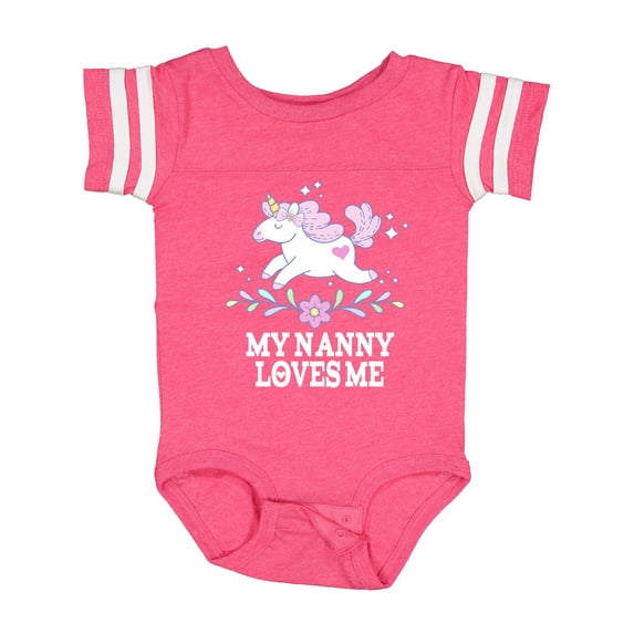 Inktastic My Nanny Loves Me Girl Unicorn Girls Baby Bodysuit