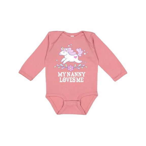 Inktastic My Nanny Loves Me Girl Unicorn Girls Long Sleeve Baby Bodysuit