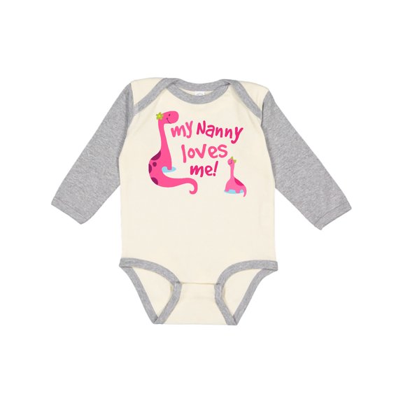 Inktastic My Nanny Loves Me Girls Long Sleeve Baby Bodysuit