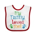 thumbnail image 1 of Inktastic My Nanny Loves Me Grandson Boys or Girls Baby Bib, 1 of 4