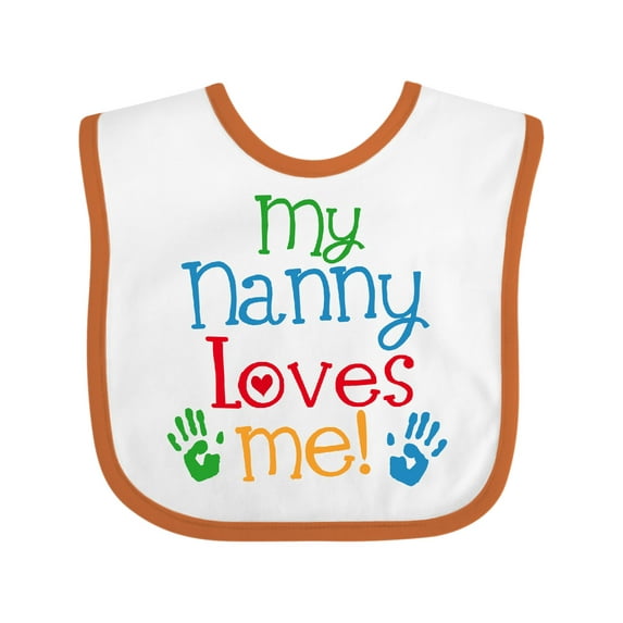 Inktastic My Nanny Loves Me Grandson Boys or Girls Baby Bib