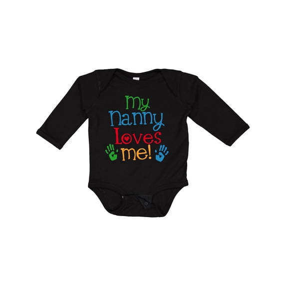 Inktastic My Nanny Loves Me Grandson Boys or Girls Long Sleeve Baby Bodysuit