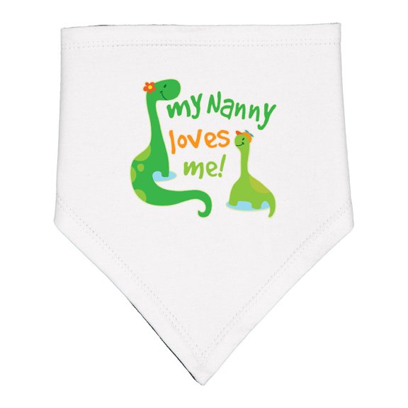 Inktastic My Nanny Loves Me Grandson Dinosaur Baby Bandana Bib