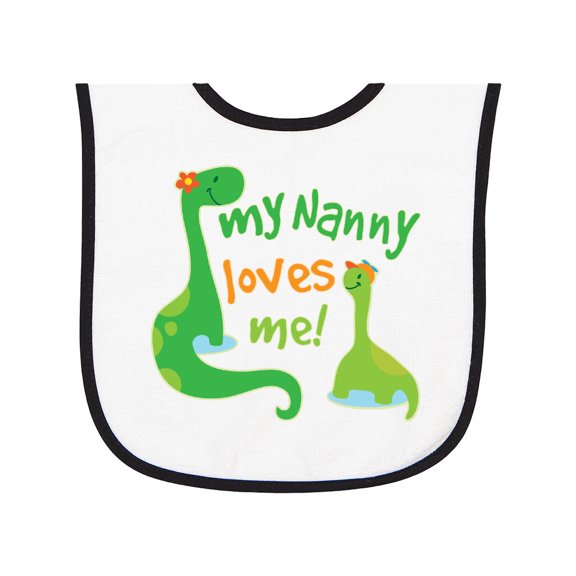 Inktastic My Nanny Loves Me Grandson Dinosaur Baby Terry Cloth Bib