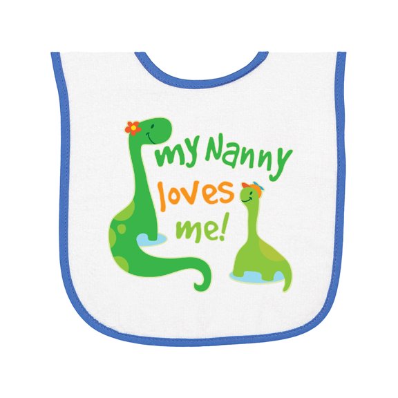 Inktastic My Nanny Loves Me Grandson Dinosaur Baby Terry Cloth Bib