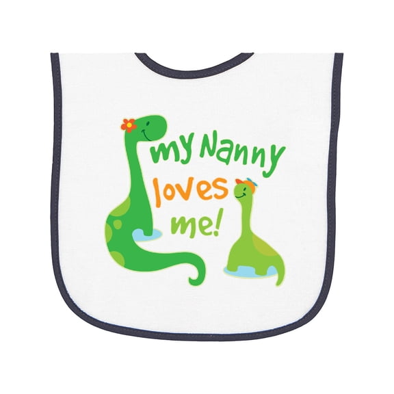 Inktastic My Nanny Loves Me Grandson Dinosaur Baby Terry Cloth Bib