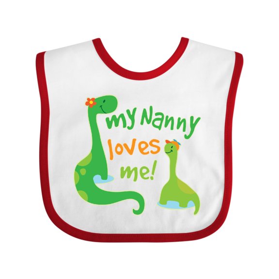 Inktastic My Nanny Loves Me Grandson Dinosaur Boys Baby Bib