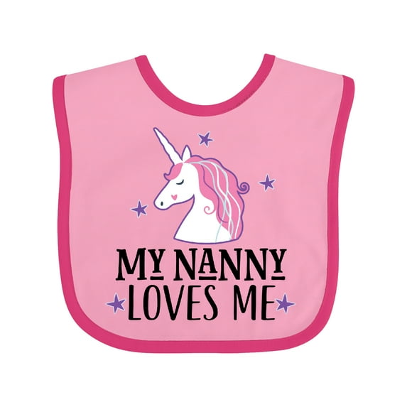 Inktastic My Nanny Loves Me Unicorn Girls Baby Bib
