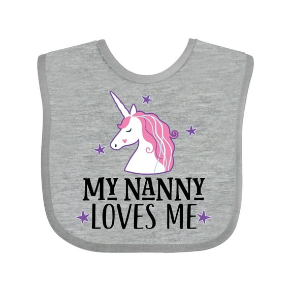Inktastic My Nanny Loves Me Unicorn Girls Baby Bib