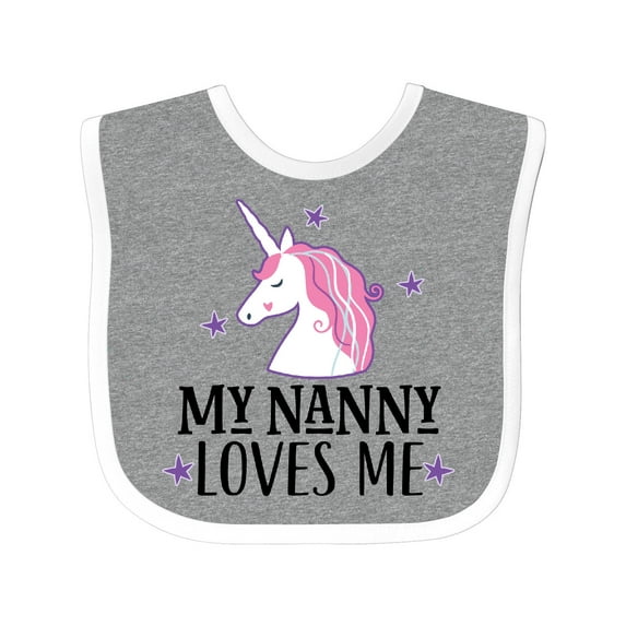 Inktastic My Nanny Loves Me Unicorn Girls Baby Bib