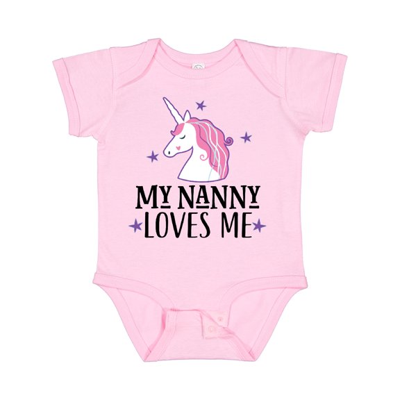 Inktastic My Nanny Loves Me Unicorn Girls Baby Bodysuit