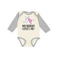 thumbnail image 1 of Inktastic My Nanny Loves Me Unicorn Girls Long Sleeve Baby Bodysuit, 1 of 5
