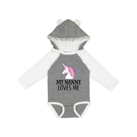 Inktastic My Nanny Loves Me Unicorn Girls Long Sleeve Baby Bodysuit