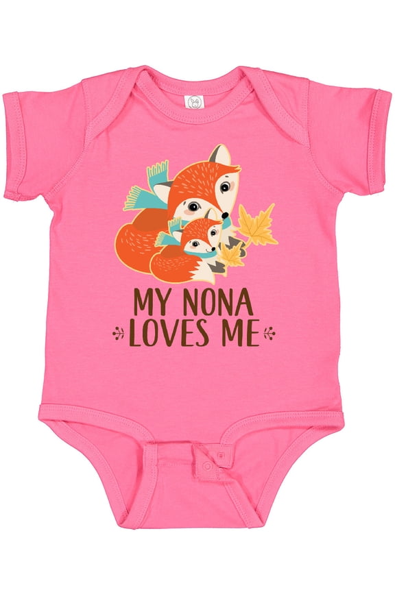 My Nona Loves Me Cute Fox Boys or Girls Baby Bodysuit