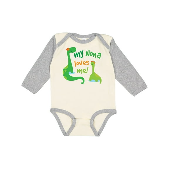 Inktastic My Nona Loves Me Grandson Dinosaur Boys Long Sleeve Baby Bodysuit