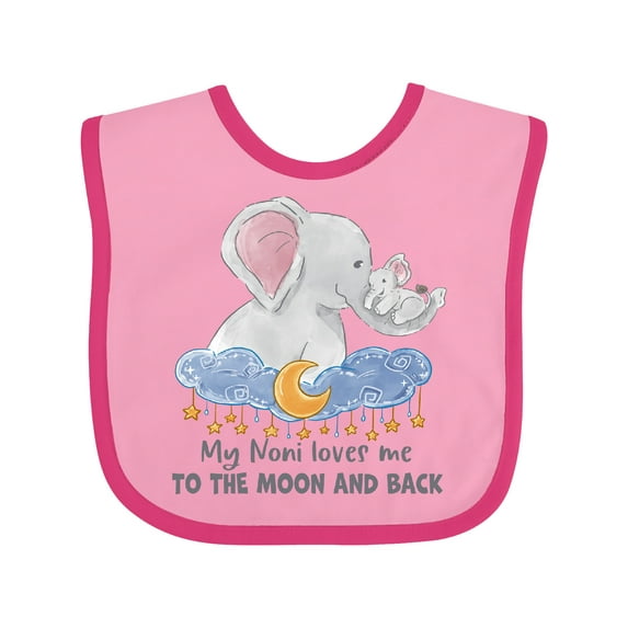 Inktastic My Noni Loves Me to the Moon and Back Elephant Family Boys or Girls Baby Bib