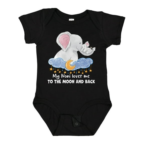 Inktastic My Noni Loves Me to the Moon and Back Elephant Family Boys or Girls Baby Bodysuit