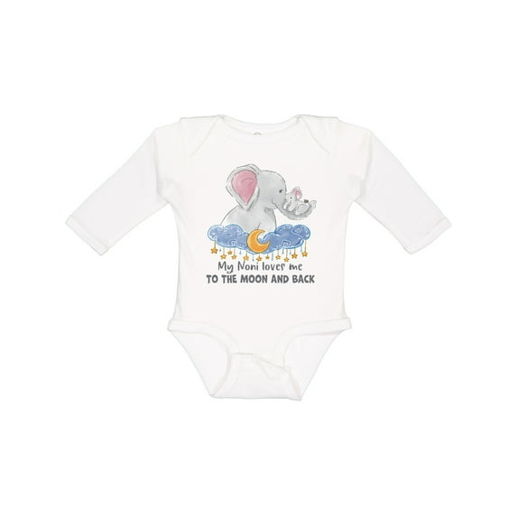 Inktastic My Noni Loves Me to the Moon and Back Elephant Family Boys or Girls Long Sleeve Baby Bodysuit