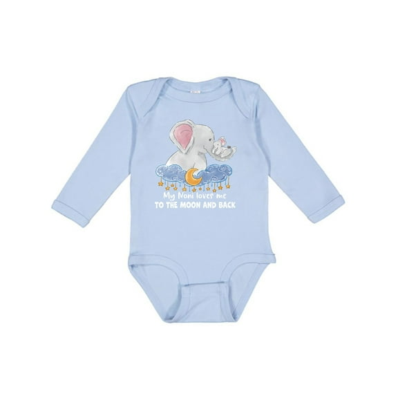 Inktastic My Noni Loves Me to the Moon and Back Elephant Family Boys or Girls Long Sleeve Baby Bodysuit