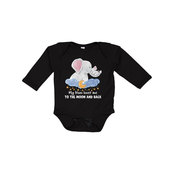 Inktastic My Noni Loves Me to the Moon and Back Elephant Family Boys or Girls Long Sleeve Baby Bodysuit
