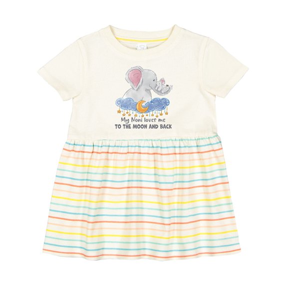 Inktastic My Noni Loves Me to the Moon and Back Elephant Family Girls Baby Dress