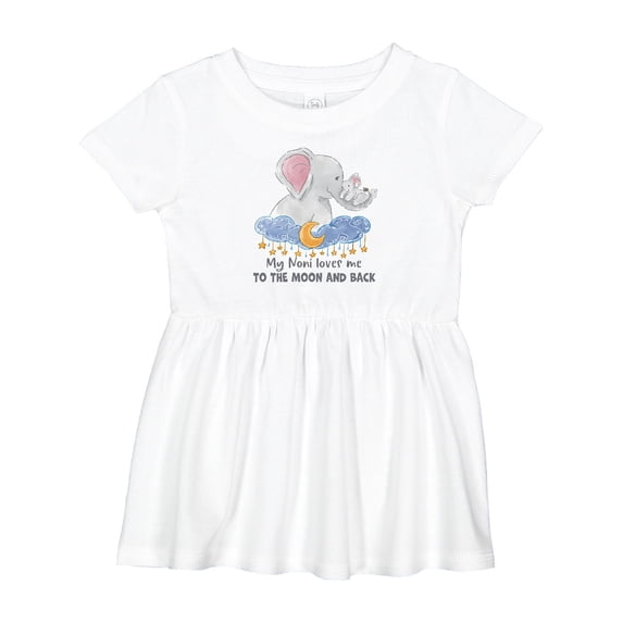 Inktastic My Noni Loves Me to the Moon and Back Elephant Family Girls Baby Dress