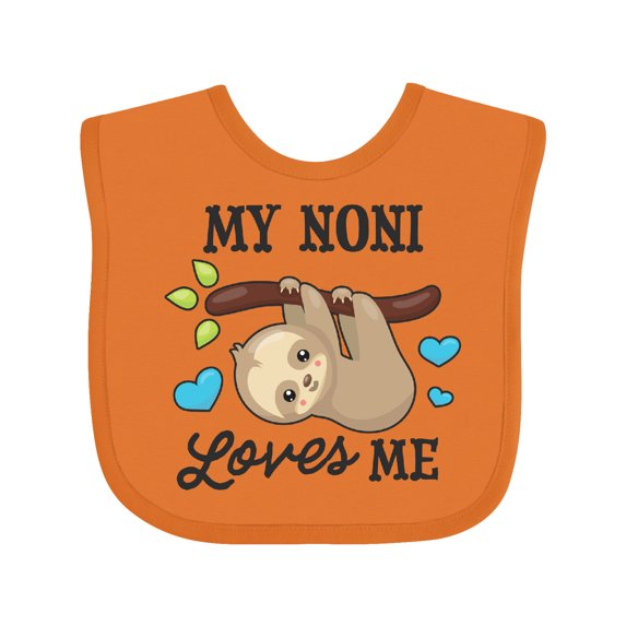 Inktastic My Noni Loves Me with Sloth and Hearts Boys or Girls Baby Bib
