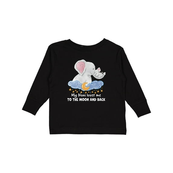 Inktastic My Noni Loves me to the Moon and Back Elephant Family Boys or Girls Long Sleeve Toddler T-Shirt