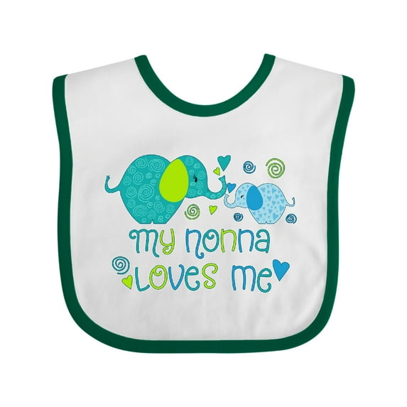 Inktastic My Nonna Loves Me Cute Elephants Boys or Girls Baby Bib
